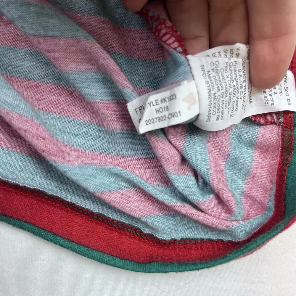 J. Crew Girl's Crewcuts Nightgown Size 7 Red Green Stripe Long Sleeve Pajamas